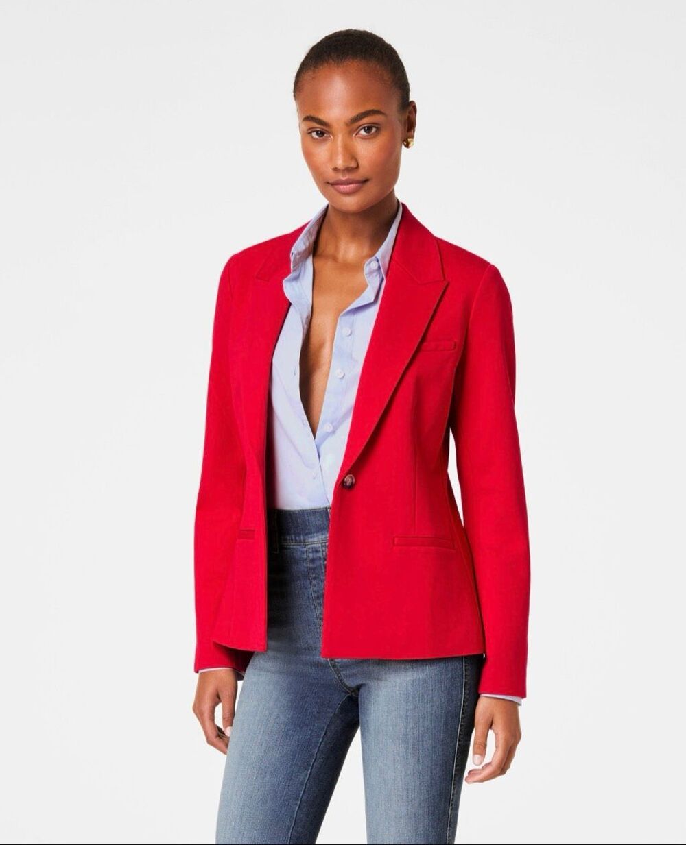SPANX Ponte Blazer Red Size Large Tailored Stretch Career Jacket 20945R